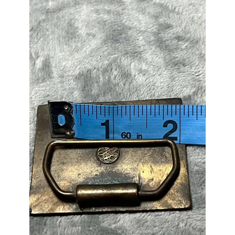Vintage Brass Belt Buckle Relief Victorian Women Garden Scene Art Nouveau